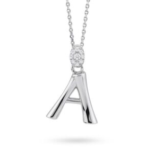 GR904A Collana con lettera A pendente e zirconi