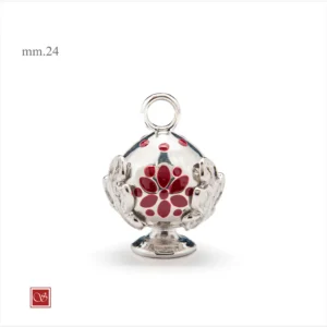 Pomidèfiure traforo rodiato con smalto bordeaux mm.24