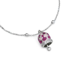 Bracciale con campanella portafortuna fucsia e rosa