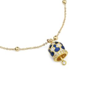Bracciale placcata oro giallo con campanella portafortuna blu