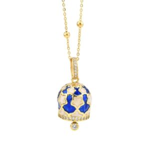 Collana campanella con stelle bianco perlato smaltate a mano e zirconi