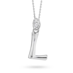 Collana argento con lettera L pendente e zirconi