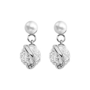 Orecchini in argento con perla e strass