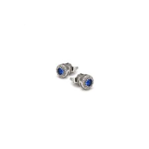 Orecchini punto luce con zircone blu zaffiro