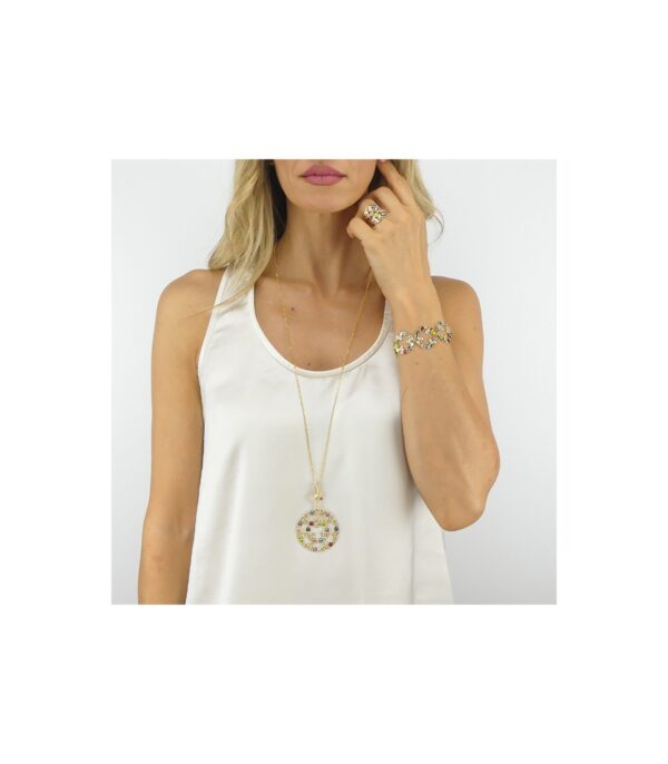 bracciale boccadamo da donna magic circle mediterranea gold con elementi circolari e cristalli colorati