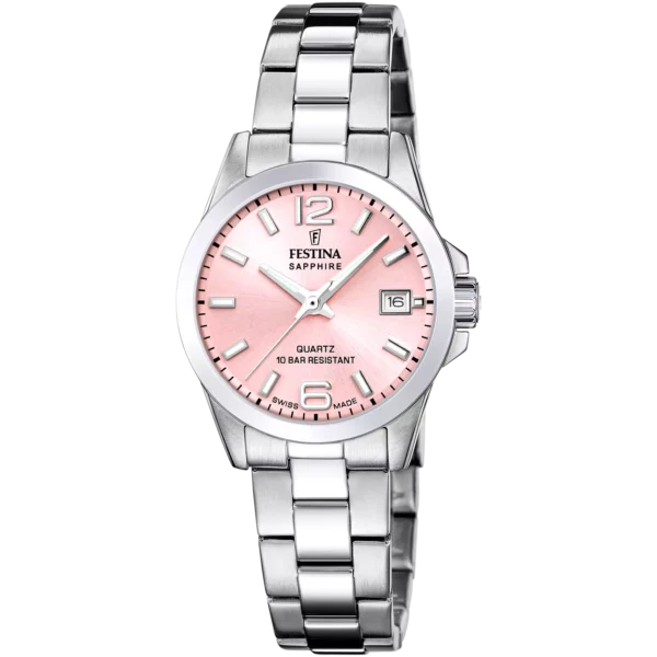 OROLOGIO FESTINA SWISS MADE ACCIAIO CLASSICO F20049/3 ROSA CINGHIA ACCIAIO INOSSIDABILE 316L