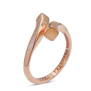 Bracciale contrariè placcato rosa con cristalli corniola e pavè di zirconi