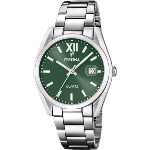 OROLOGIO FESTINA ACCIAIO CLASSICO F20683/5 VERDE CINGHIA ACCIAIO INOSSIDABILE 316L