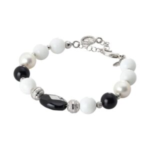 Bracciale Boccadamo con perle naturali, ossidiana e agata bianca