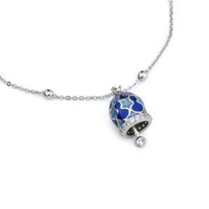 Bracciale con campanella portafortuna azzurro e blu - CL/BR03