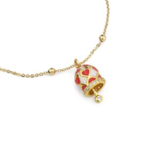 Bracciale placcata oro giallo con campanella portafortuna rossa - CL/BR08