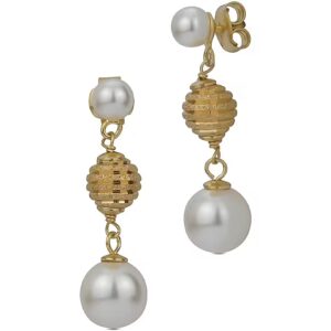 Orecchini pendenti con perle e boule diamantata