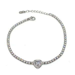Bracciale Tennis Cuore Bianco